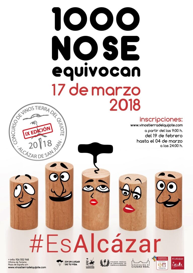 El IX Concurso regional de Vinos ‘1.000 no se equivocan’ se celebrará el 17 de marzo en Alcázar de San Juan