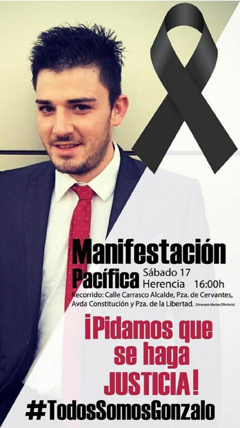 El sábado, manifestación pacífica en Herencia por la muerte de Gonzalo Buján
