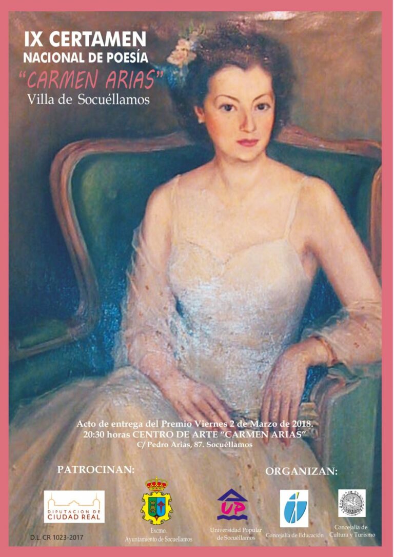 El próximo 2 de octubre se abre el plazo de admisión de trabajos para el IX Certamen de Poesía Carmen Arias