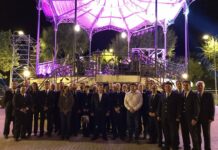 Manuel Serrano asiste al espectáculo piromusical de cierre de la Feria