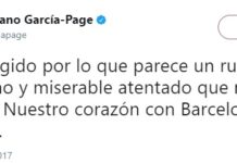 García-Page muestra su pesar por el “mezquino y ruin” atropello de Barcelona que “nos toca a todos”