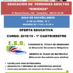 Ya se pueden presentar solicitudes para el curso de Educación para Personas Adultas en Socuéllamos
