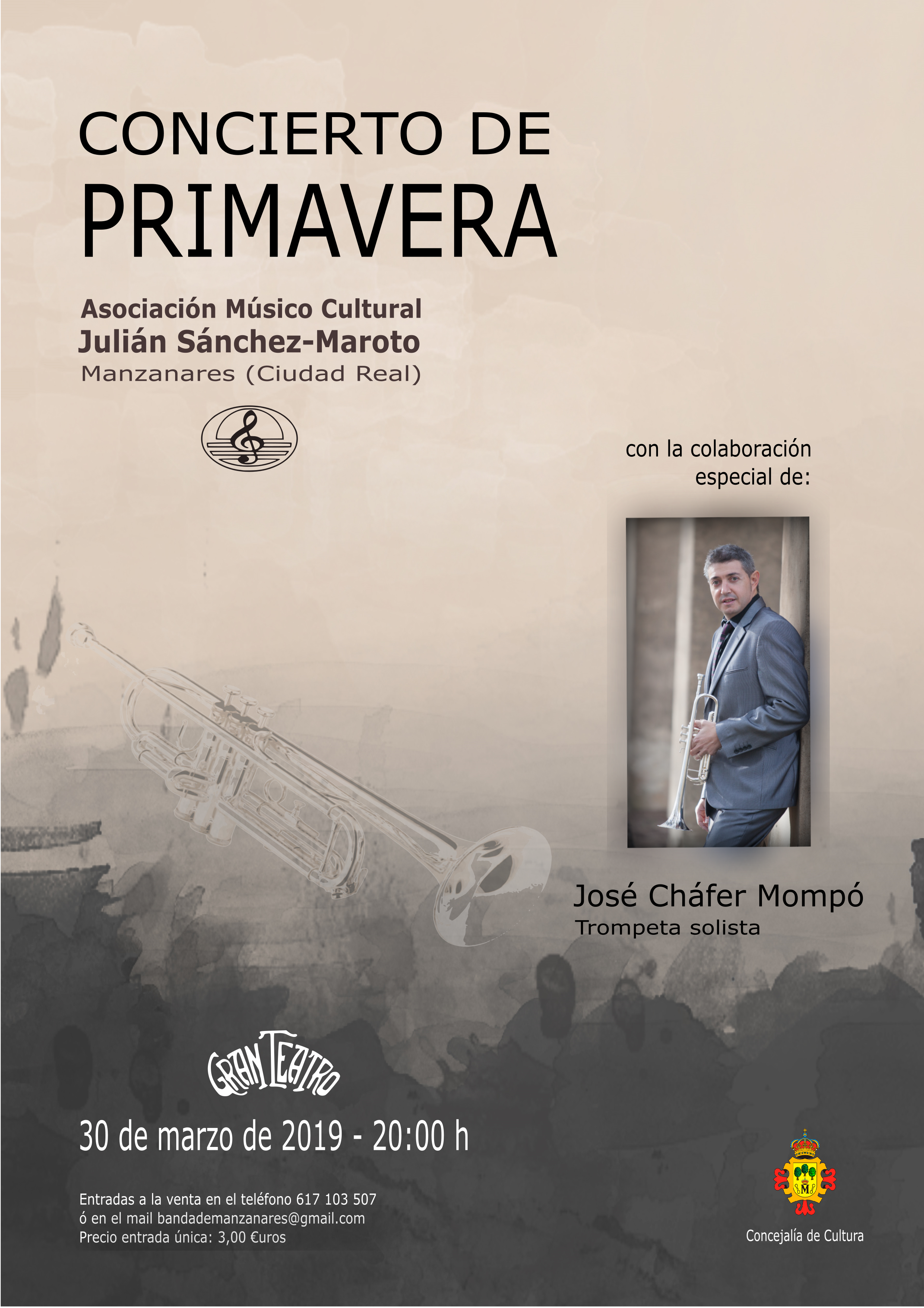 Manzanares acoge un Concierto de Primavera con un trompetista reconocido a nivel internacional