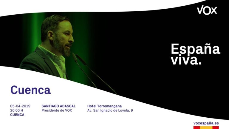 Este viernes, Santiago Abascal visitará Cuenca en un acto público de Vox