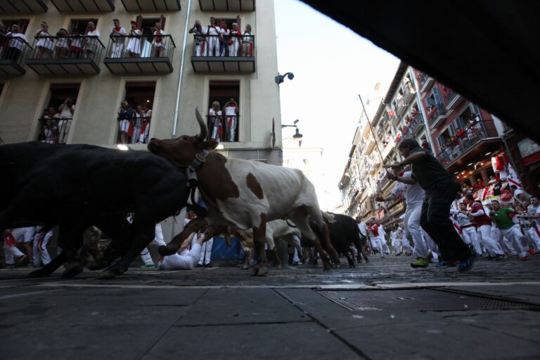 Un hellinero, trasladado al hospital por traumatismos tras el quinto encierro de San Fermín Un hellinero, trasladado al hospital por traumatismos tras el quinto encierro de San Fermín