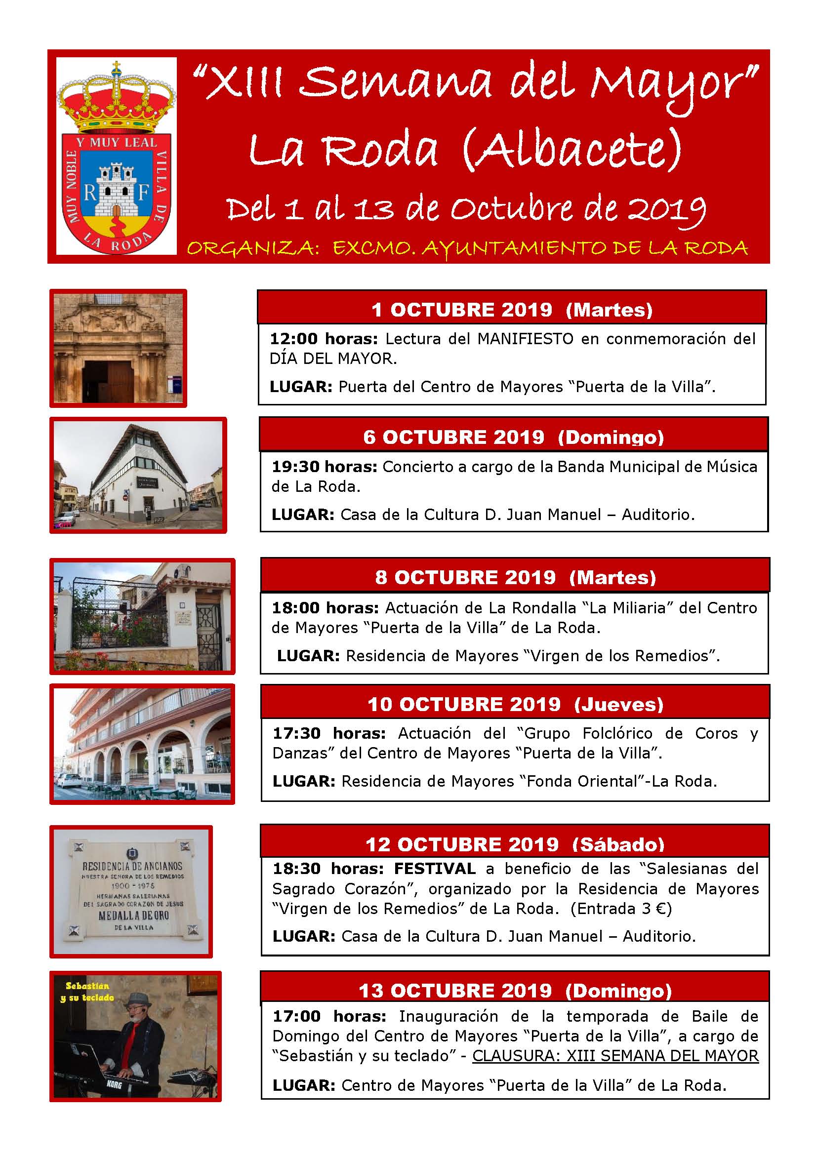 La Roda acogerá la XIII Semana del Mayor del 1 al 13 de octubre