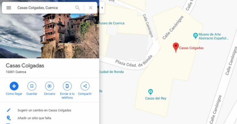 Google Maps cambia el nombre de ‘Casas Colgantes’ por ‘Casas Colgadas’,