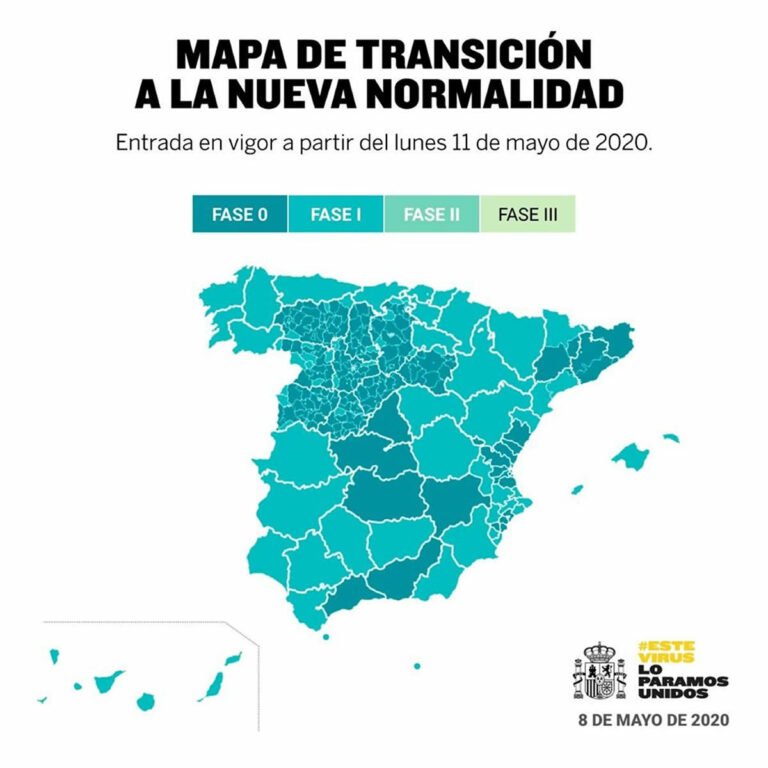 Todas las provincias y zonas que desde el lunes pasan a la Fase 1 de desconfinamiento