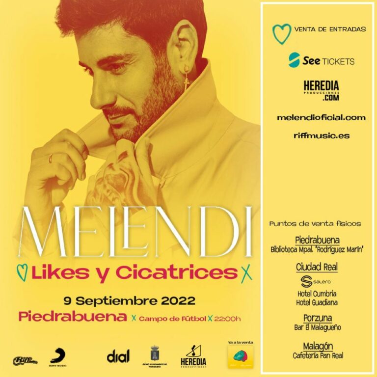 Melendi actuará el 9 de septiembre en el municipio ciudadrealeño de Piedrabuena