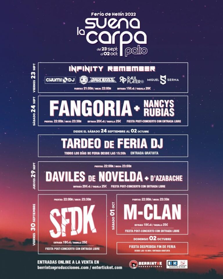 Fangoria, M-Clan, SFDK o Nancys Rubias completan el cartel musical para la Feria de Hellín