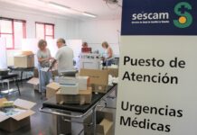 Un puesto para urgencias médicas en la Feria de Albacete, ubicado en el colegio público ‘Feria’