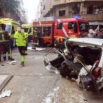 Un aparatoso accidente entre dos coches en Puertollano se salda con cuatro heridos