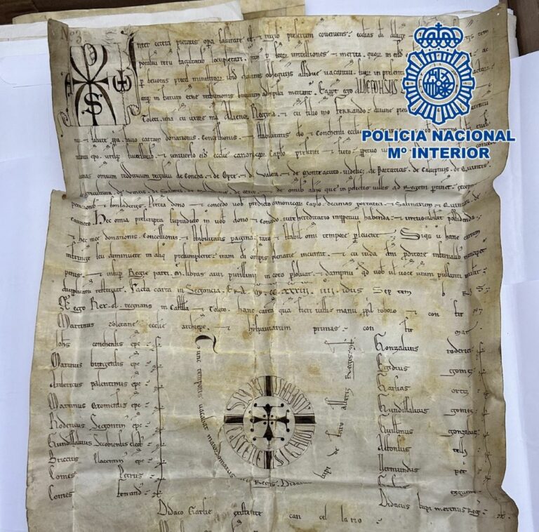 Recuperado un documento de hace 800 años del rey Alfonso VIII que fue robado en Cuenca