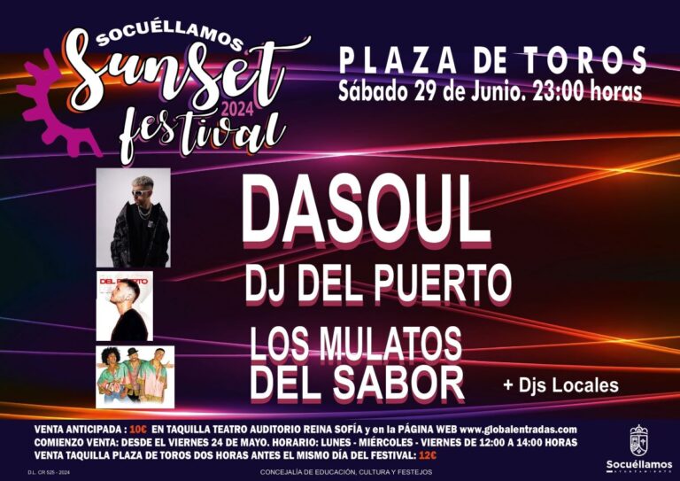 A la venta las entradas para el ‘Socuéllamos Sunset Festival 2024’, que se celebrará el 29 de junio