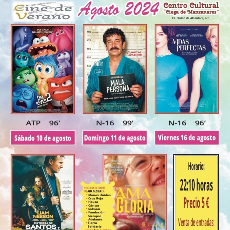 ‘Del Revés 2’ llega al cine de verano de Manzanares en el mes de agosto