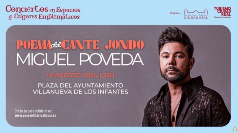 Miguel Poveda actuará hoy en Villanueva de los Infantes con los Conciertos en Espacios y Lugares Emblemáticos