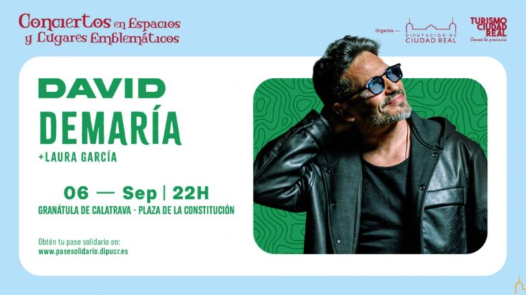 David de María actuará en Granátula de Calatrava el 6 de septiembre dentro de los Conciertos en Espacios y Lugares Emblemáticos de la Diputación de Ciudad Real