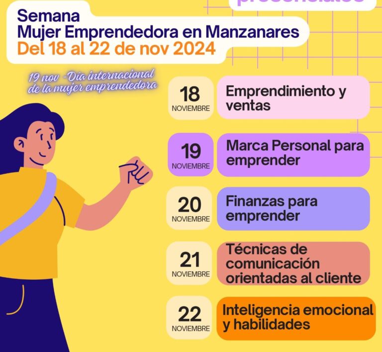 Cinco talleres para conmemorar la Semana de la Mujer Emprendedora en Manzanares