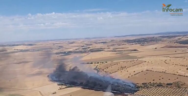 Las llamas de un camión ocasionan un incendio forestal en Alcolea de Calatrava