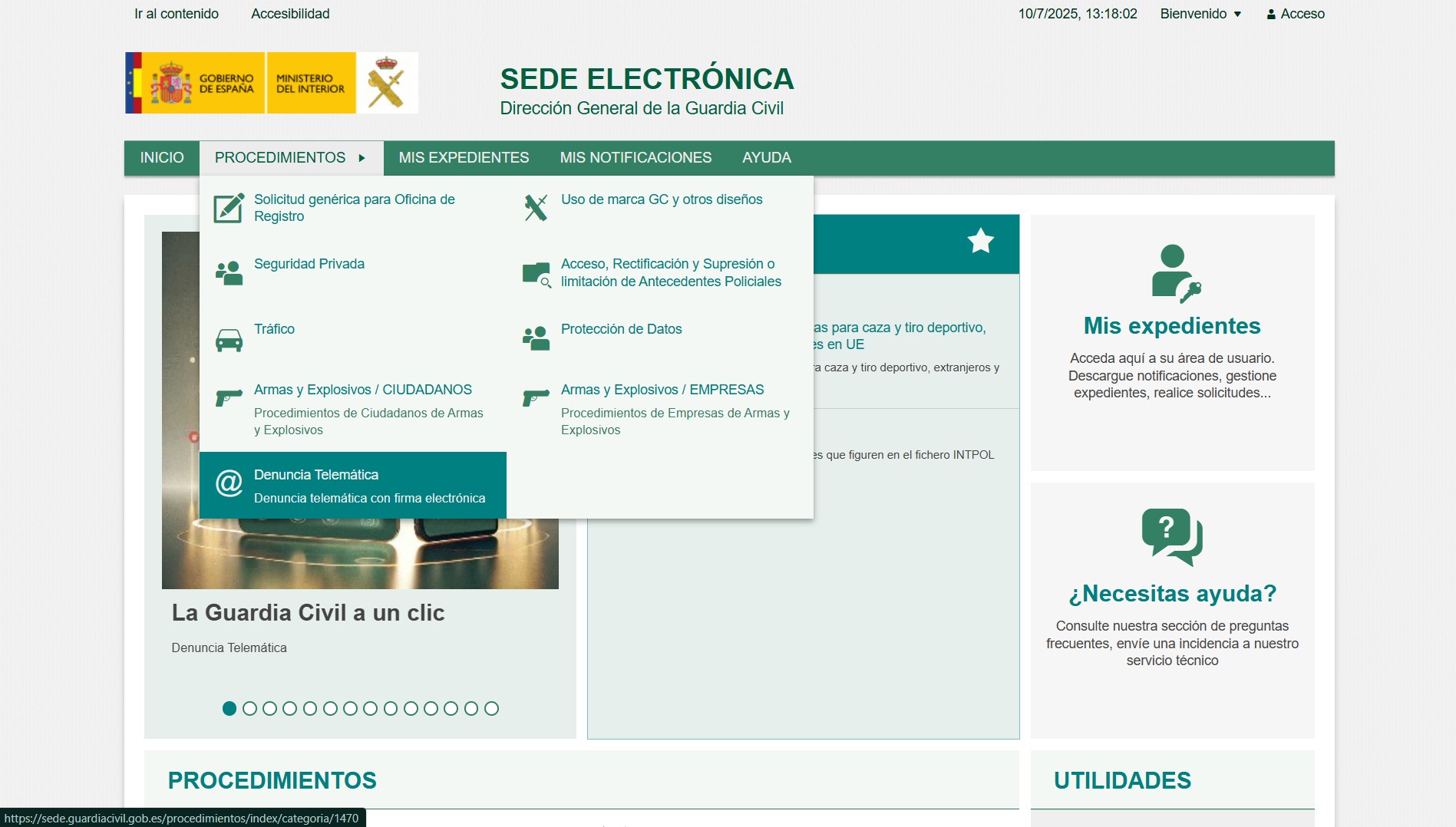 Robos, hurtos y otros delitos ya son denunciables a través de la web de la Guardia Civil