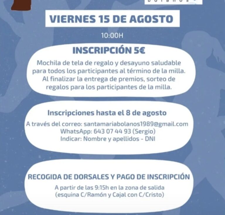 La IV Milla Solidaria regresa a Bolaños con motivo de las Fiestas del Barrio Santa María
