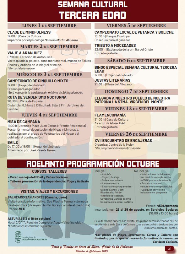 Comienza la Semana Cultural de la Tercera Edad en Bolaños de Calatrava
