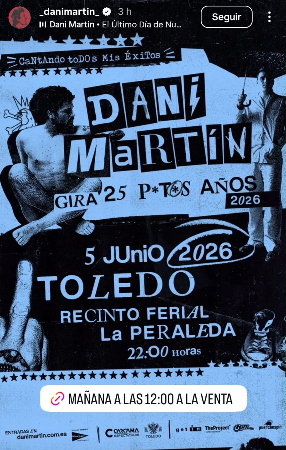 Dani Martín tocará en Toledo en junio de 2026