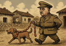 Perros atados con longanizas