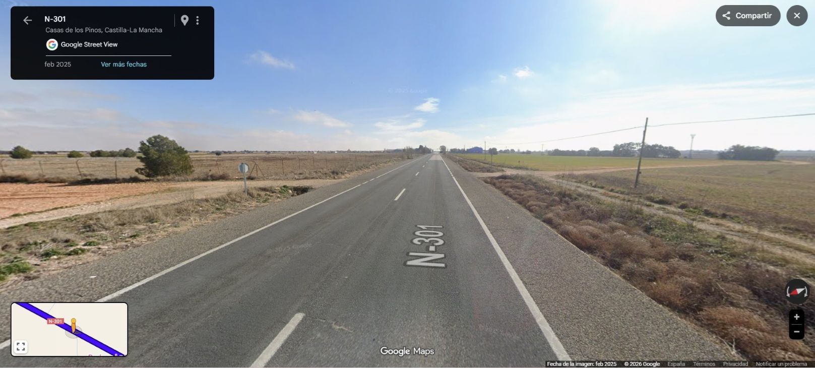 La carretera con la recta más larga de España está entre Cuenca y Albacete