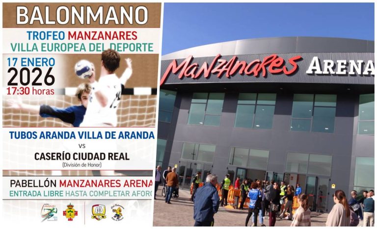 Partido histórico de balonmano en Manzanares con el Trofeo Villa Europea del Deporte