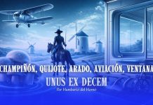 Champiñón, Quijote, arado, aviación, ventana