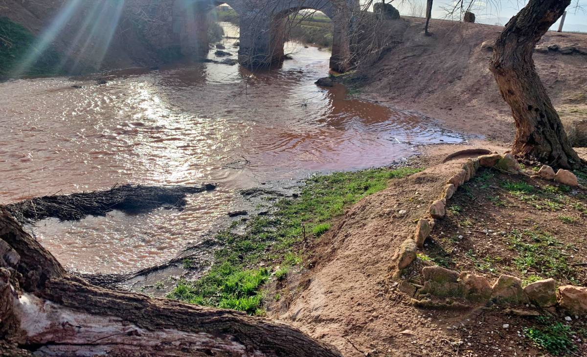 El río Azuer vuelve a llevar agua a su paso por Membrilla y Manzanares tras las intensas lluvias de febrero