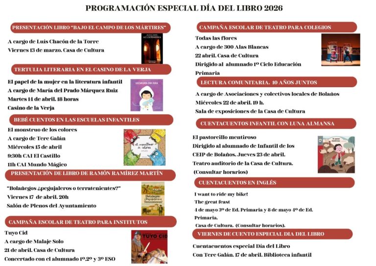 Teatro, tertulias y actividades infantiles por el Día del Libro en Bolaños de Calatrava
