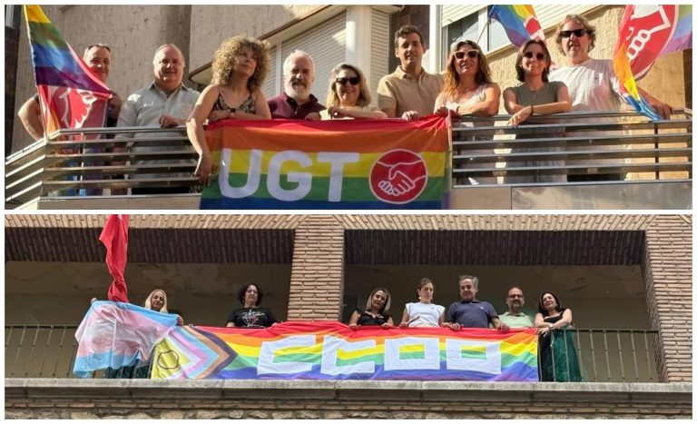 Sindicatos despliegan la bandera LGTBI en Castilla-La Mancha para reivindicar la igualdad en el trabajo